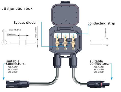 pv junction box circuit diagram|solar panel roof junction box.